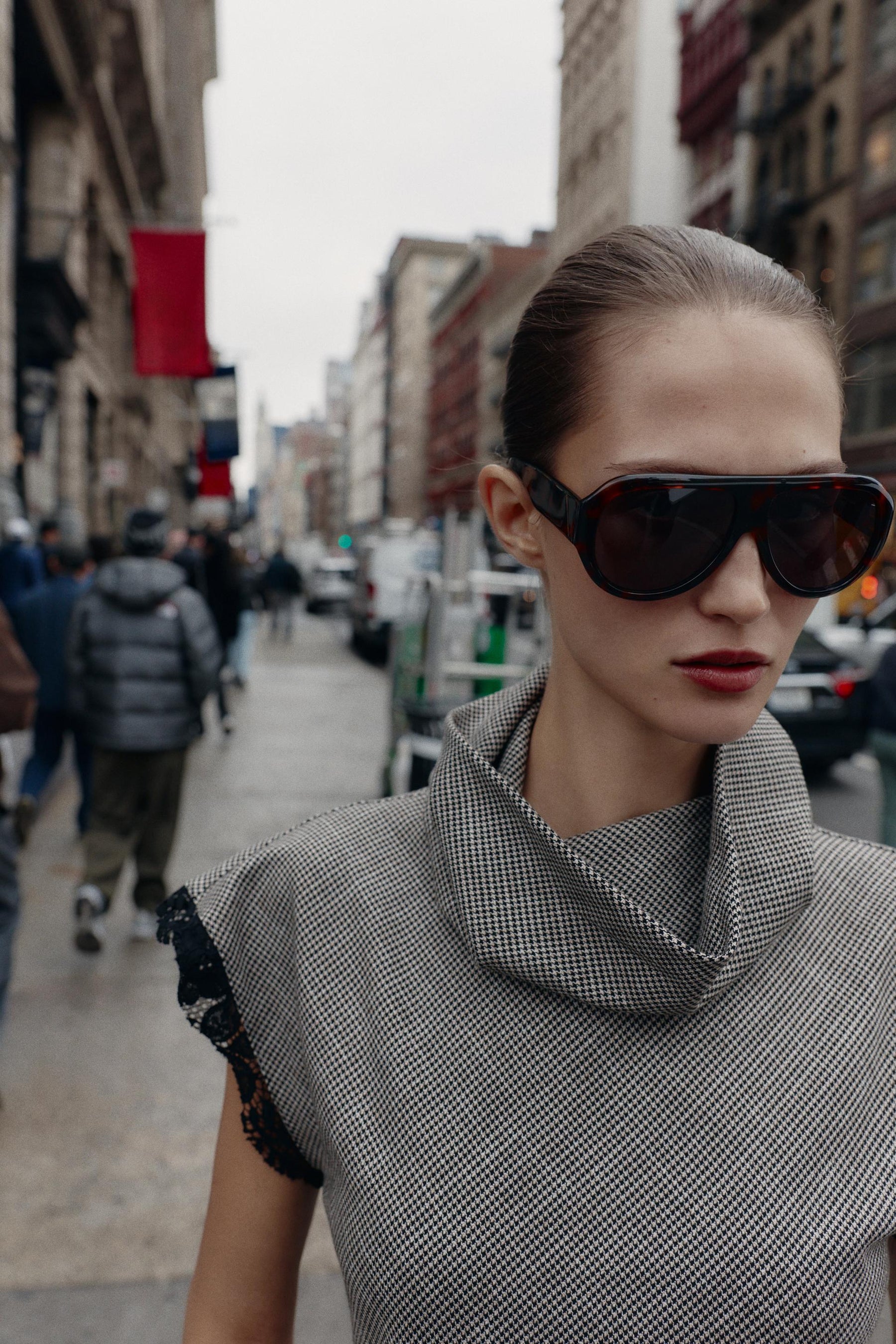 Lace Houndstooth Top