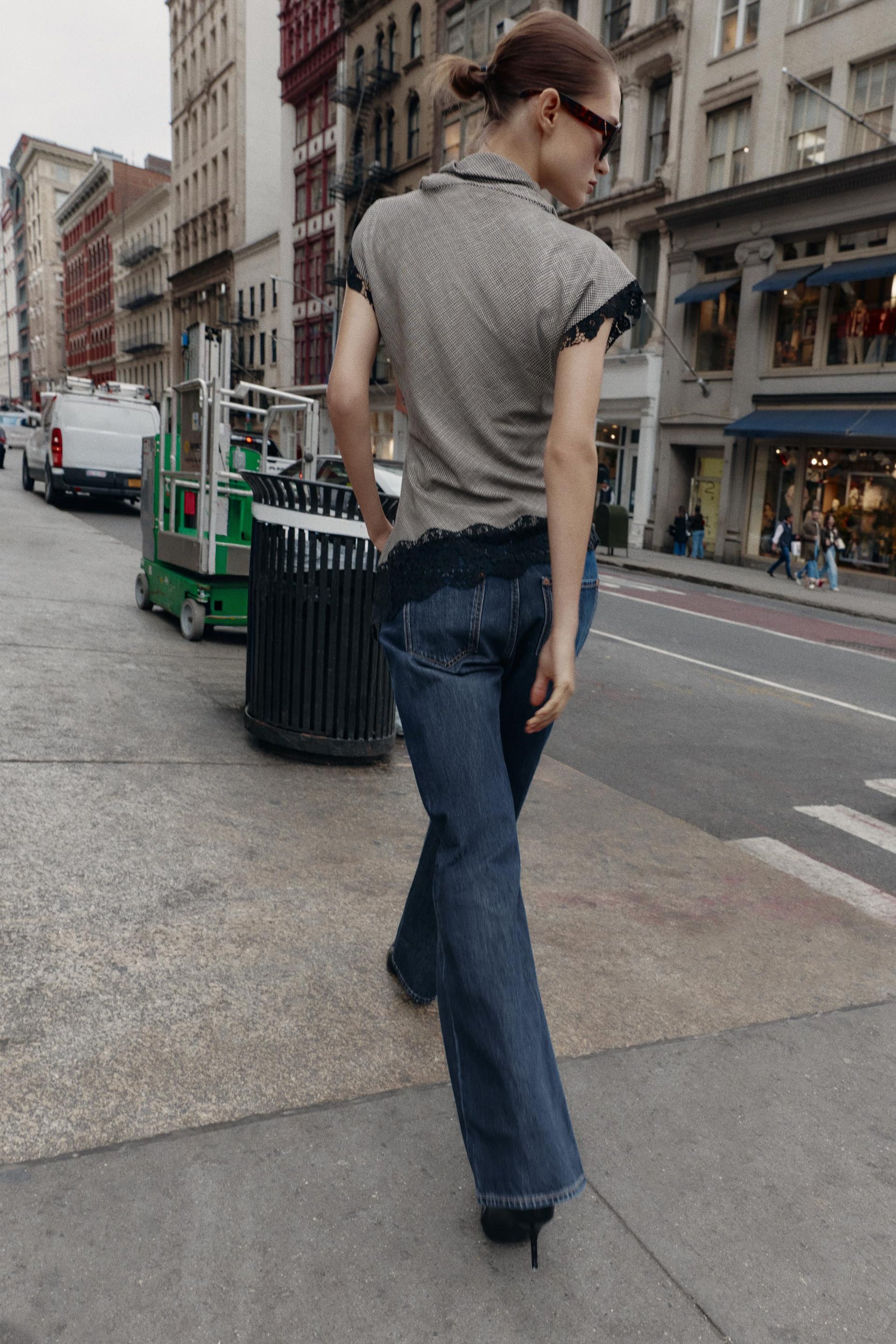 Lace Houndstooth Top