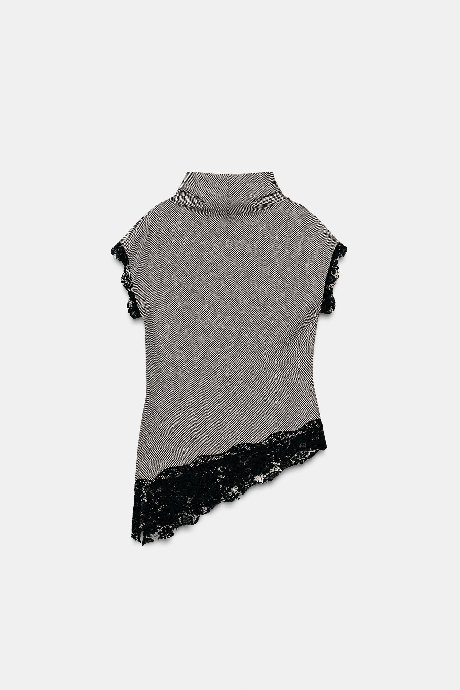 Lace Houndstooth Top