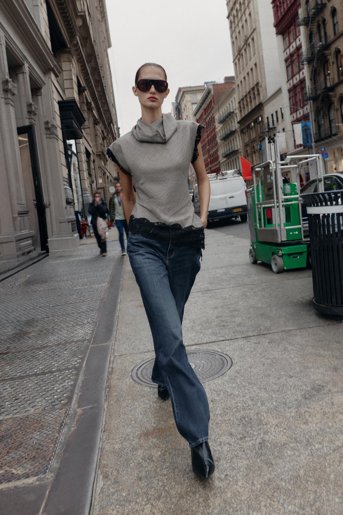 Lace Houndstooth Top