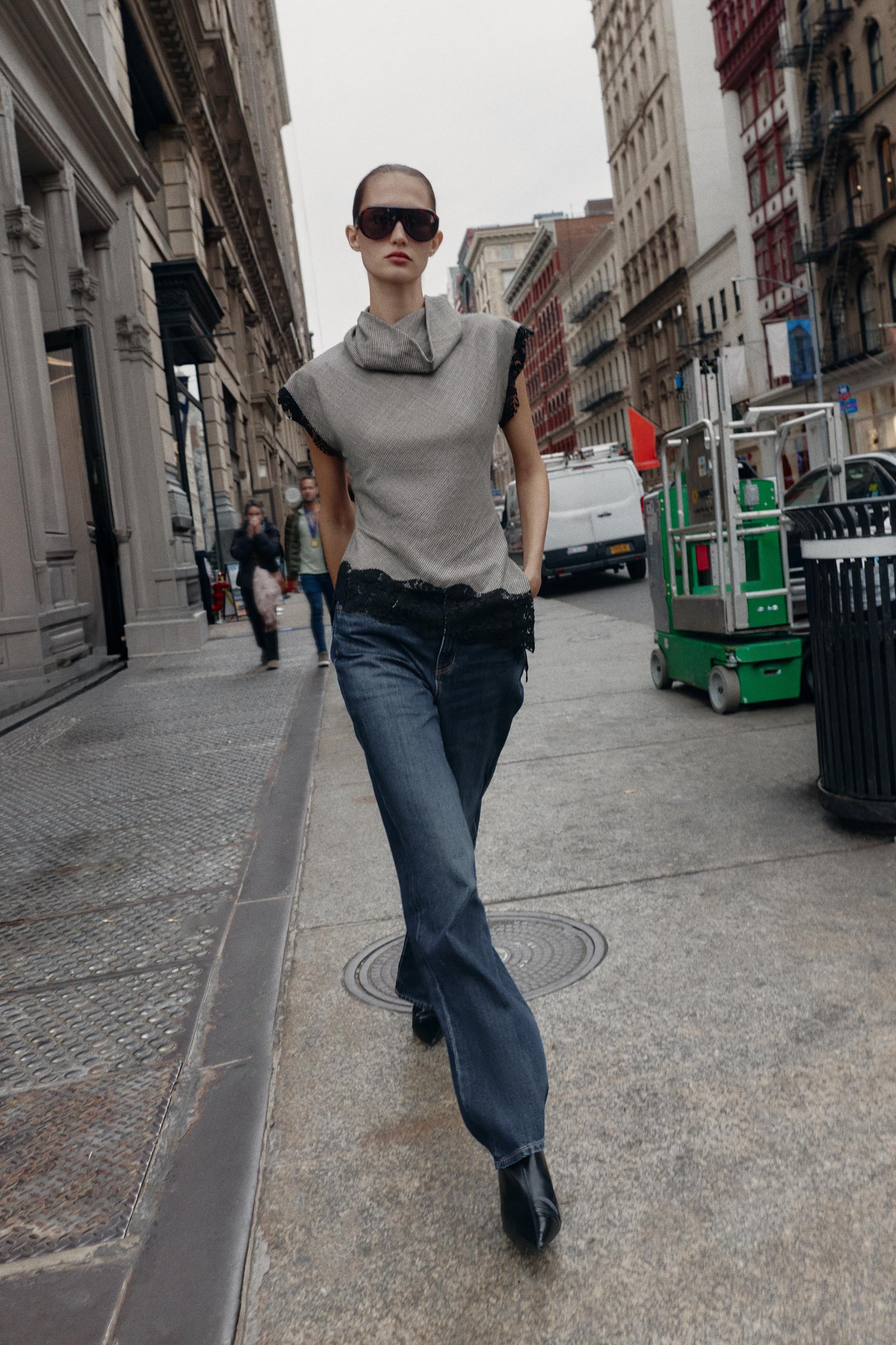 Lace Houndstooth Top