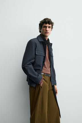 TEXTURED TWILL OVERSHIRT WITH POCKETS - Image 7