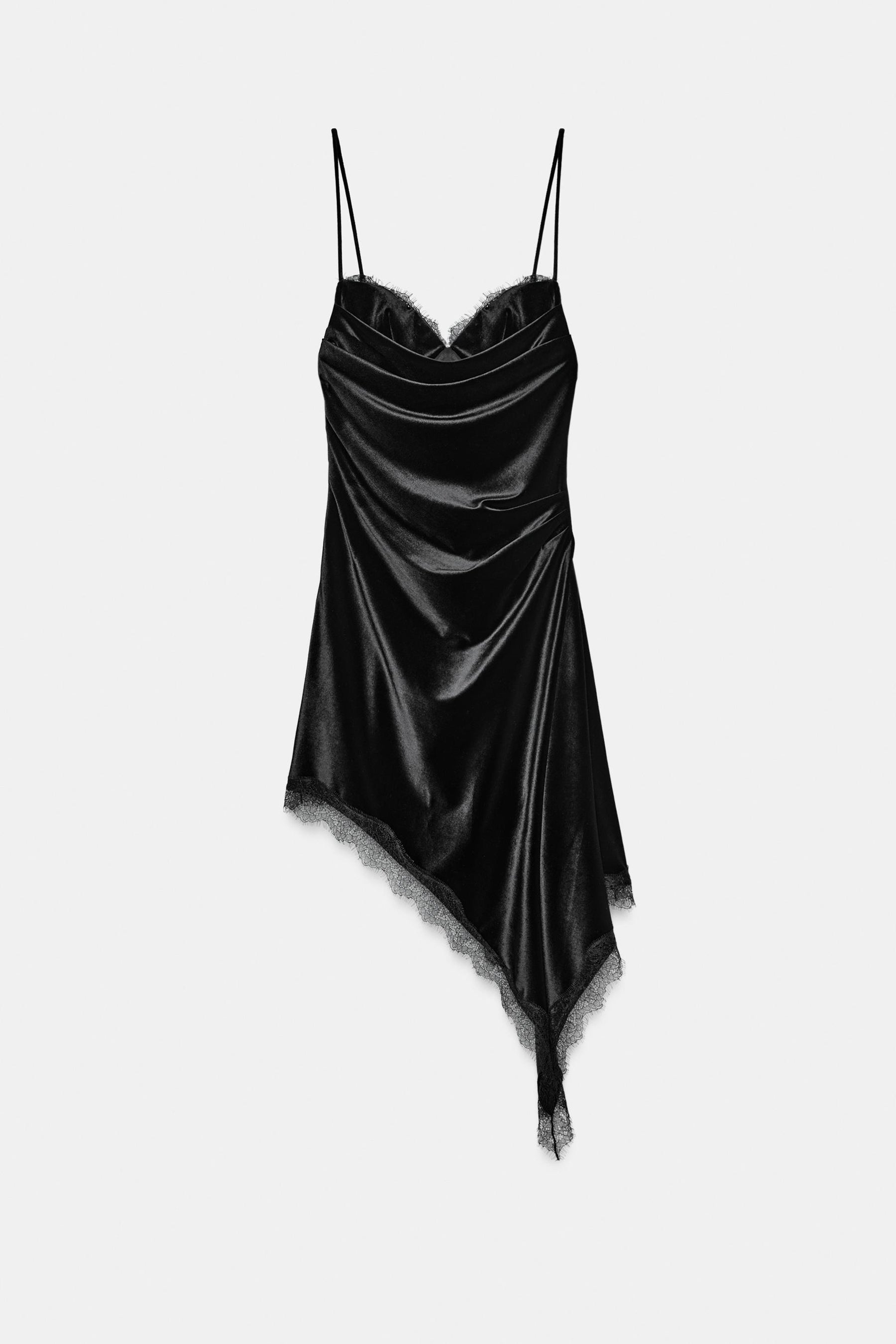 ASYMMETRIC LACE VELVET DRESS - Image 7