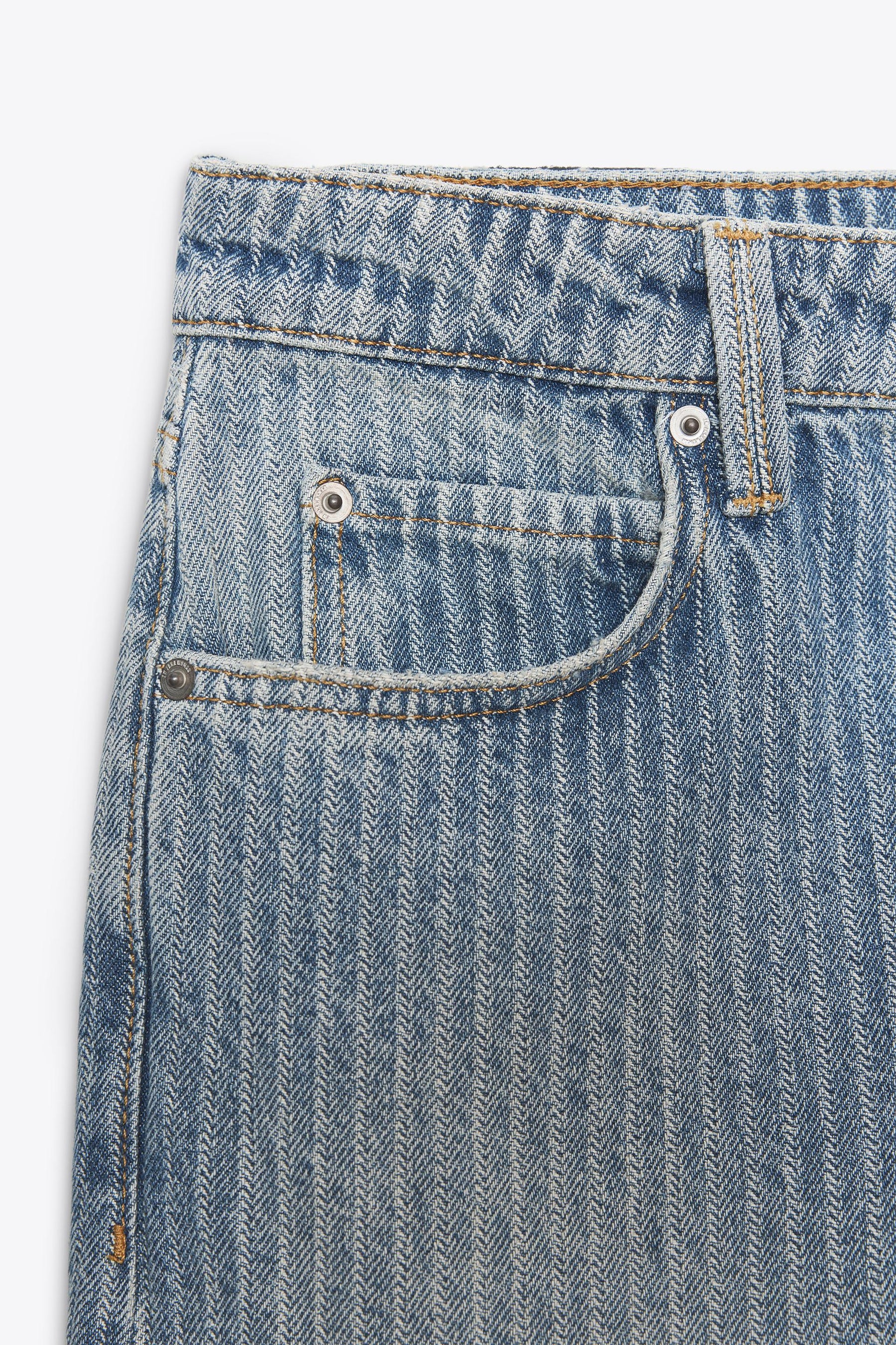 STRAIGHT MID-WAIST STRIPED JEANS