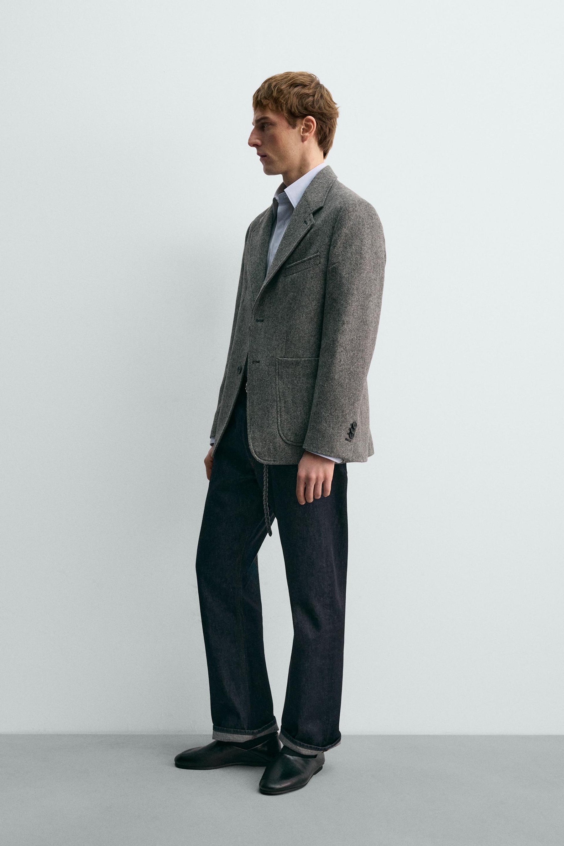 100% WOOL TEXTURED BLAZER AARON LEVINE X - Image 4