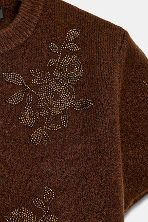 Beaded Short Sleeve Jumper