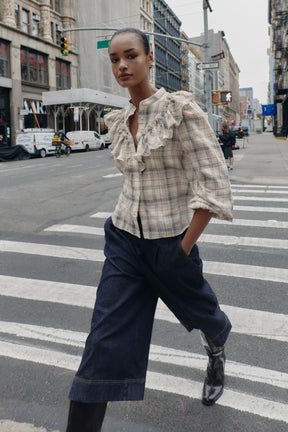 Ruffled Check Shirt