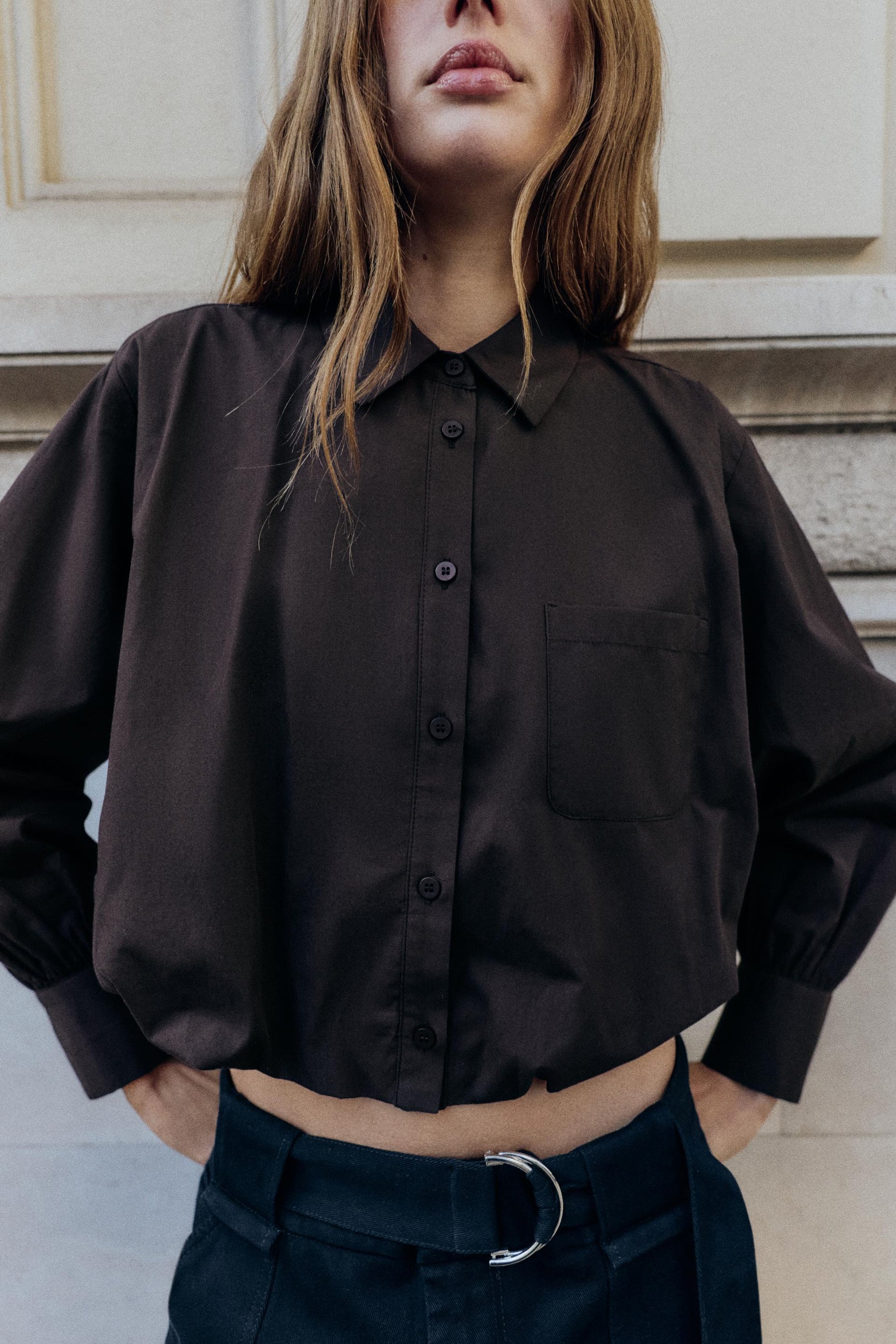 Cropped Poplin Balloon Shirt
