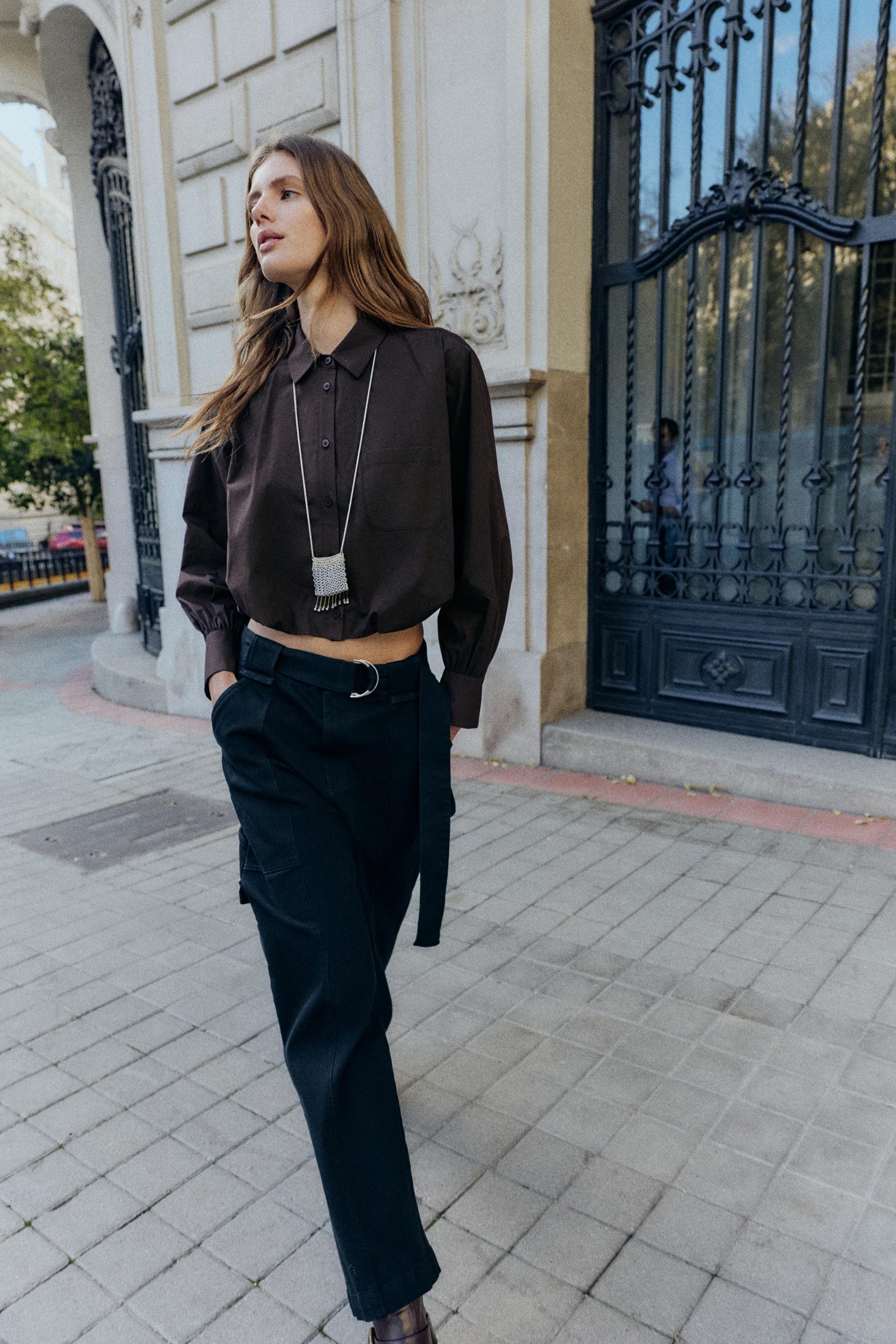 Cropped Poplin Balloon Shirt