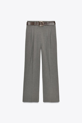 Belted Straight-Leg Trousers