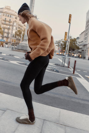 High-waist slim trousers