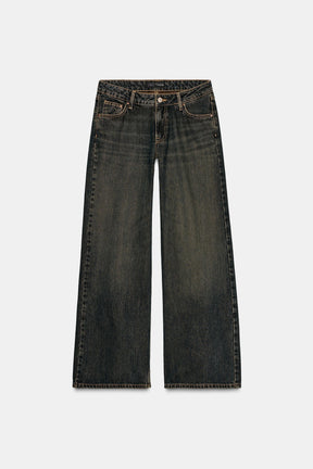 Wide-leg low-rise jeans