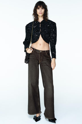 Wide-leg low-rise jeans