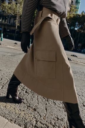 Belted Cargo Midi Skirt