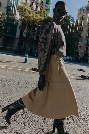 Belted Cargo Midi Skirt