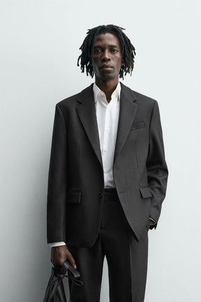 WOOL BLEND TEXTURED SUIT BLAZER - Image 2