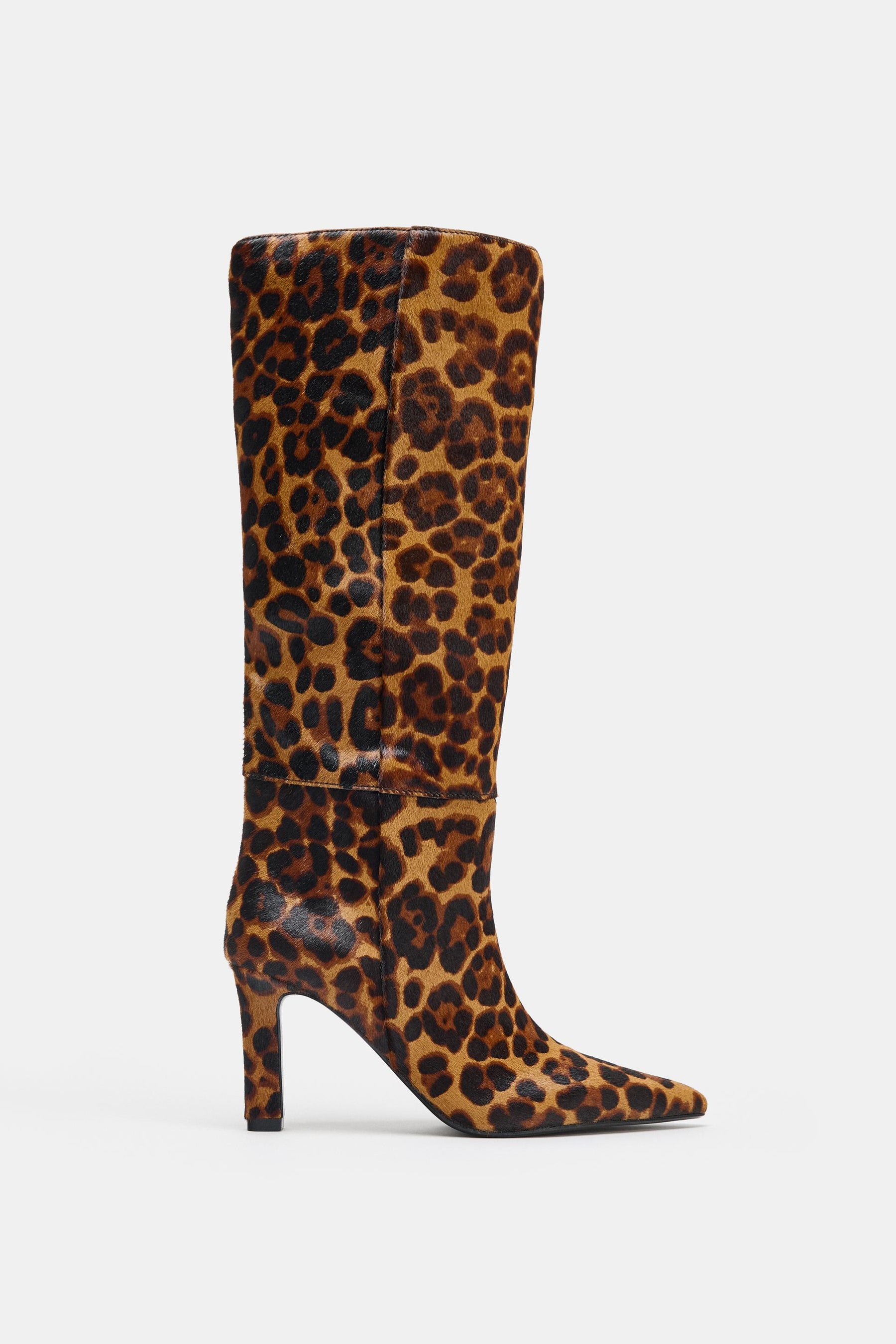 ANIMAL PRINT LEATHER BOOTS