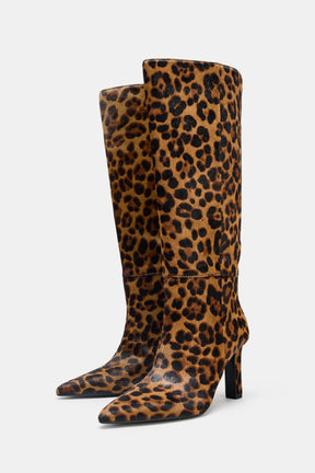 ANIMAL PRINT LEATHER BOOTS
