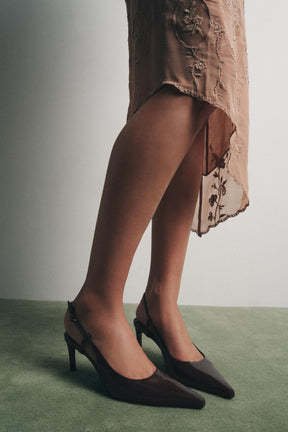 PATENT SLINGBACK HIGH-HEEL SHOES