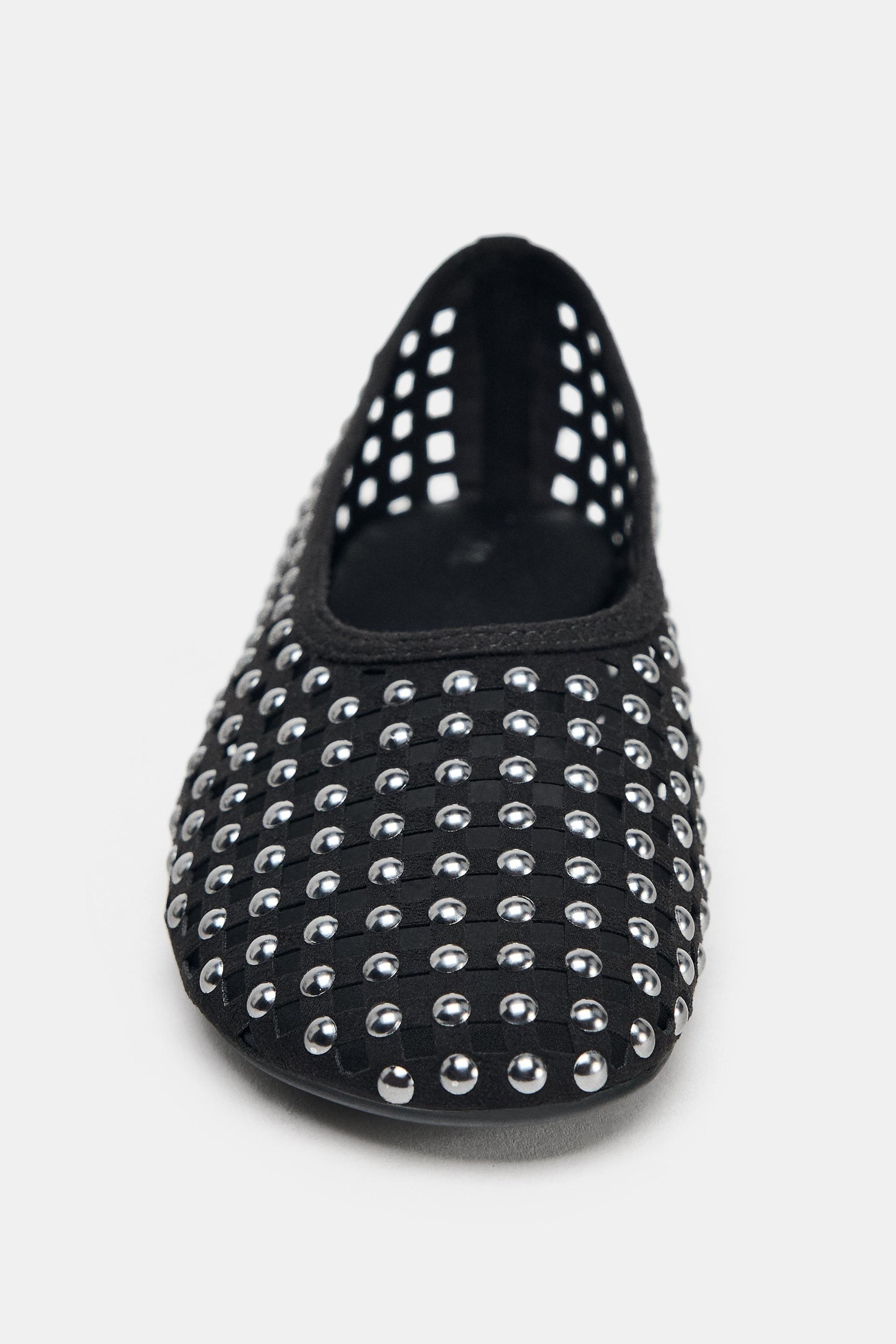 Studded mesh ballerina flats