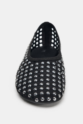 Studded mesh ballerina flats