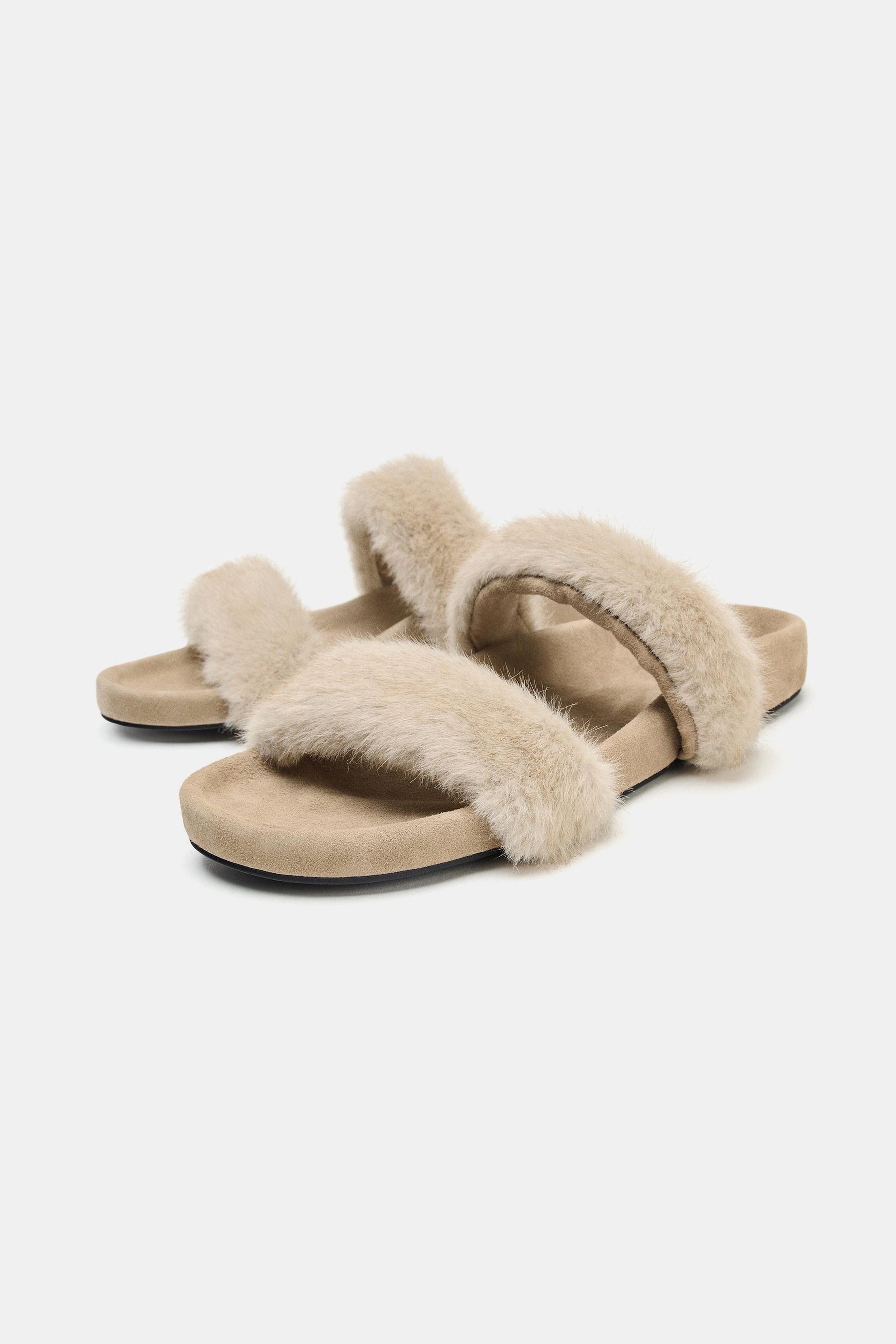 Sheepskin Effect Flat Sandals