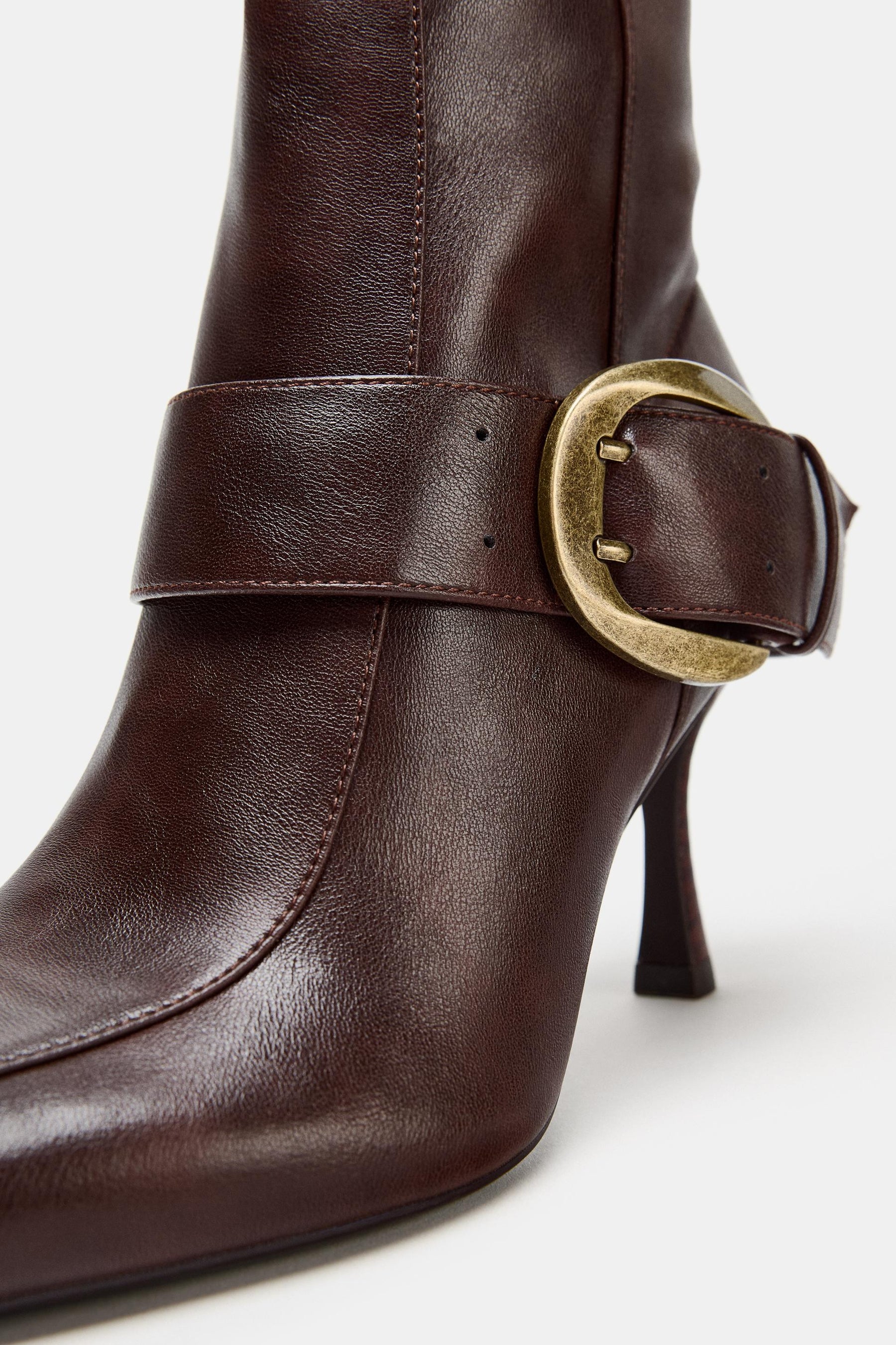 Metal-Buckle High-Heel Boots