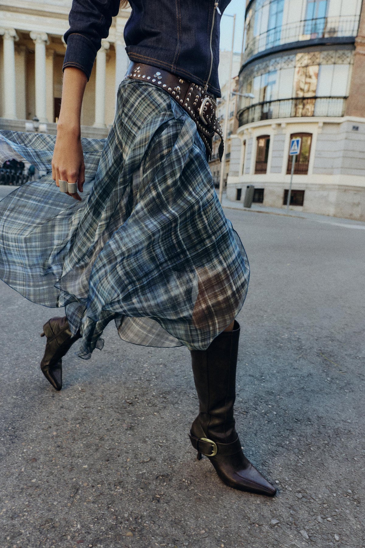 Metal-Buckle High-Heel Boots