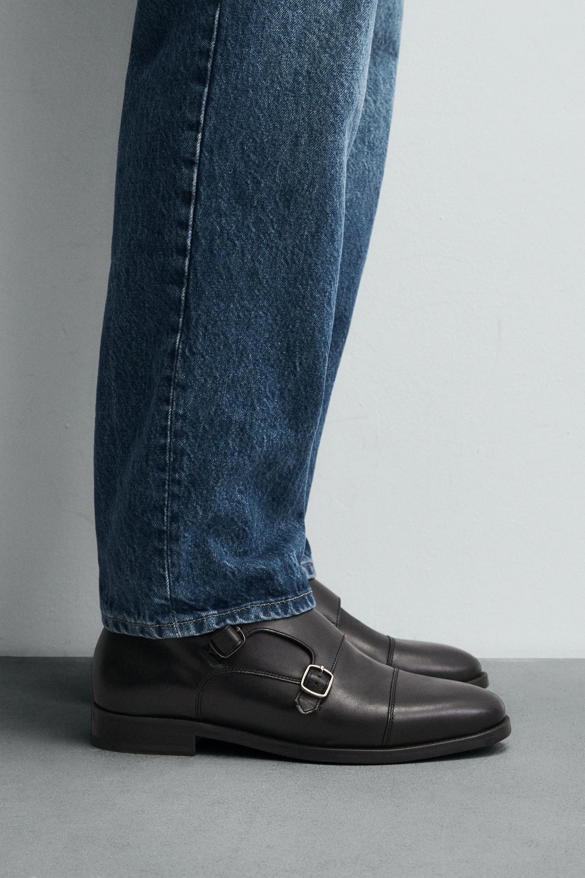 LEATHER DOUBLE MONK STRAP SHOES - Image 1