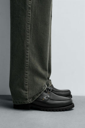 LEATHER DECK SHOES - Image 1