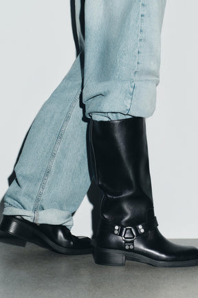 Leather Biker Boots