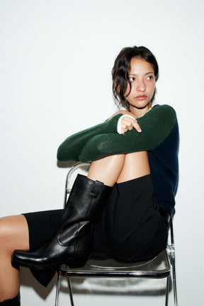 Leather Cowboy Ankle Boots