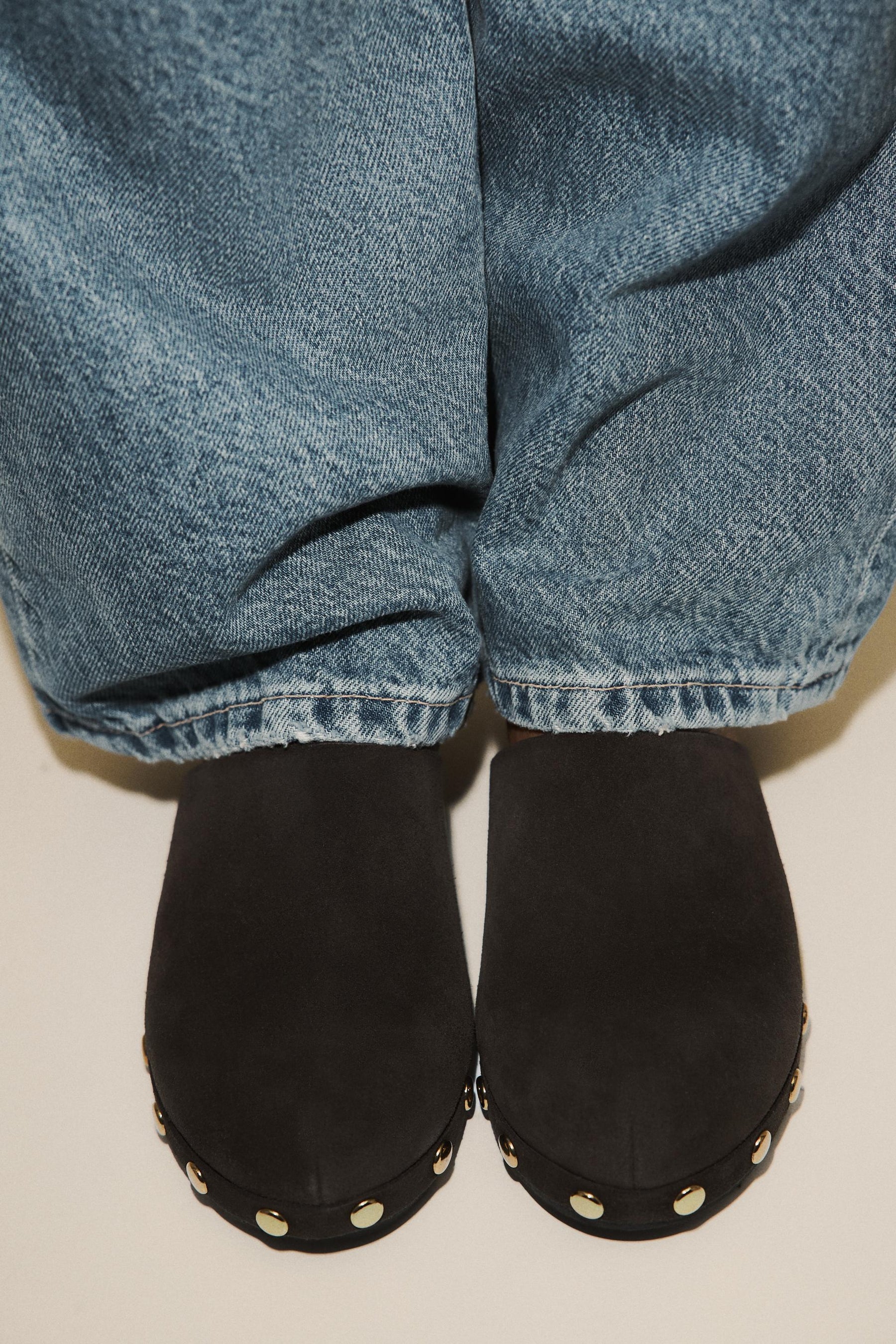 Studded Suede Kitten Clogs