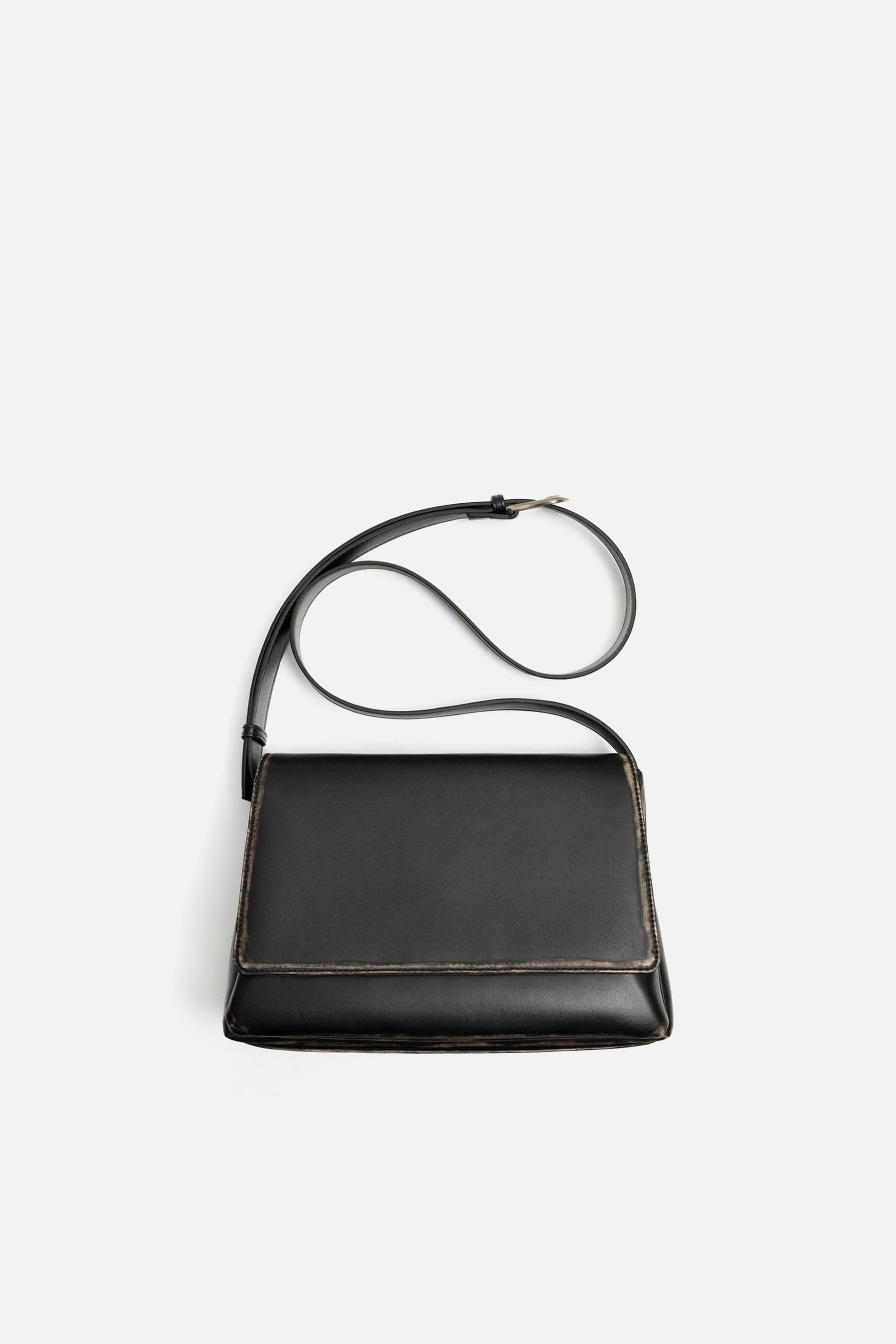DISTRESSED-EFFECT FLAP CROSSBODY BAG