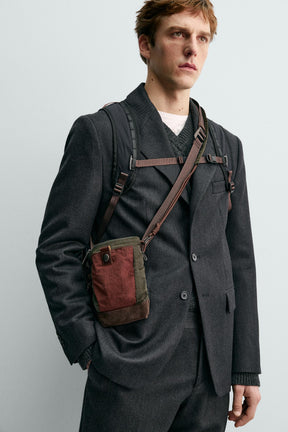 TECHNICAL CROSSBODY BAG WITH LEATHER DETAILS