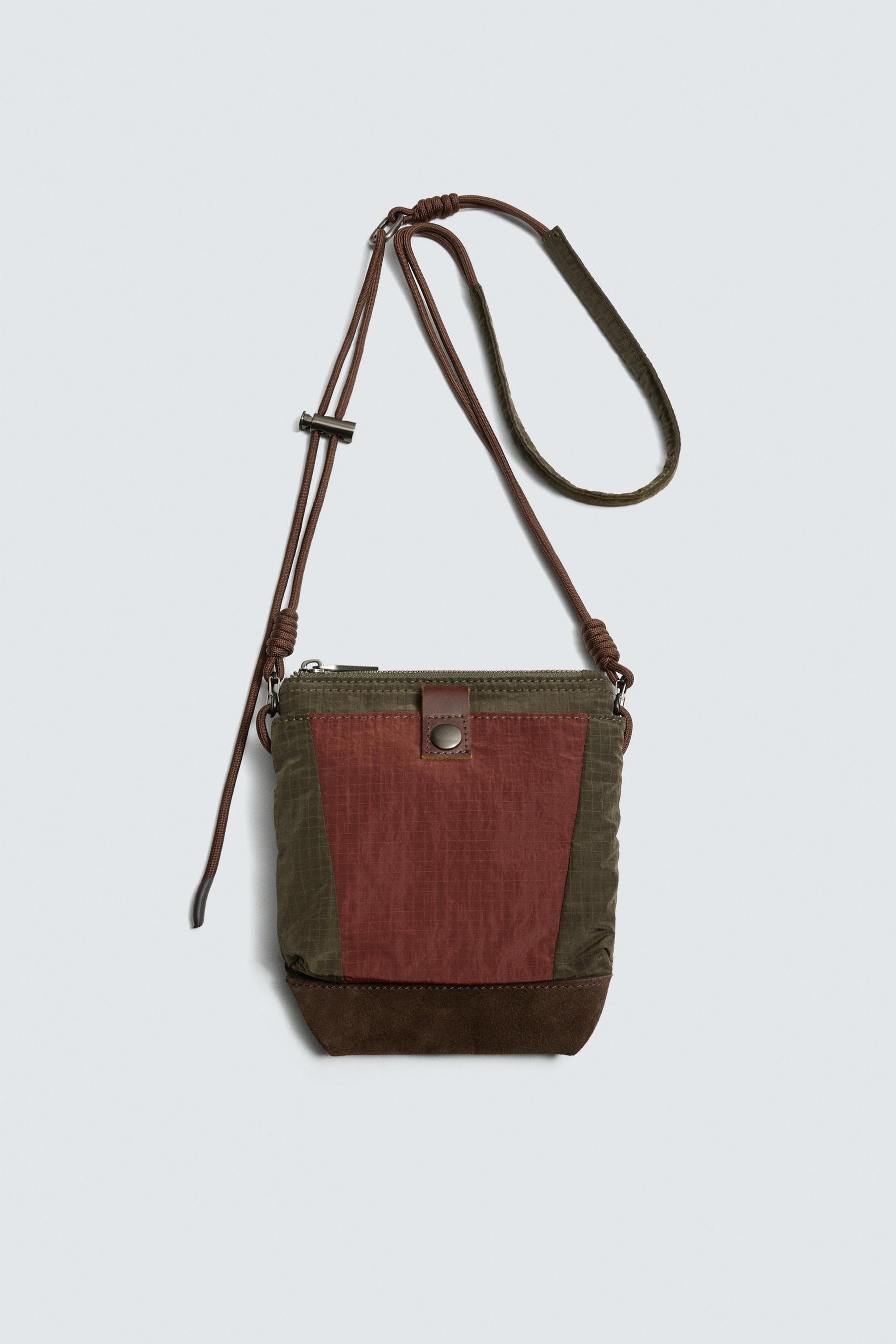 TECHNICAL CROSSBODY BAG WITH LEATHER DETAILS