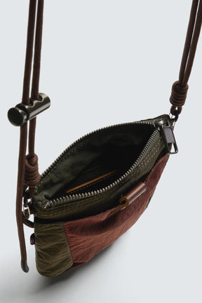 TECHNICAL CROSSBODY BAG WITH LEATHER DETAILS