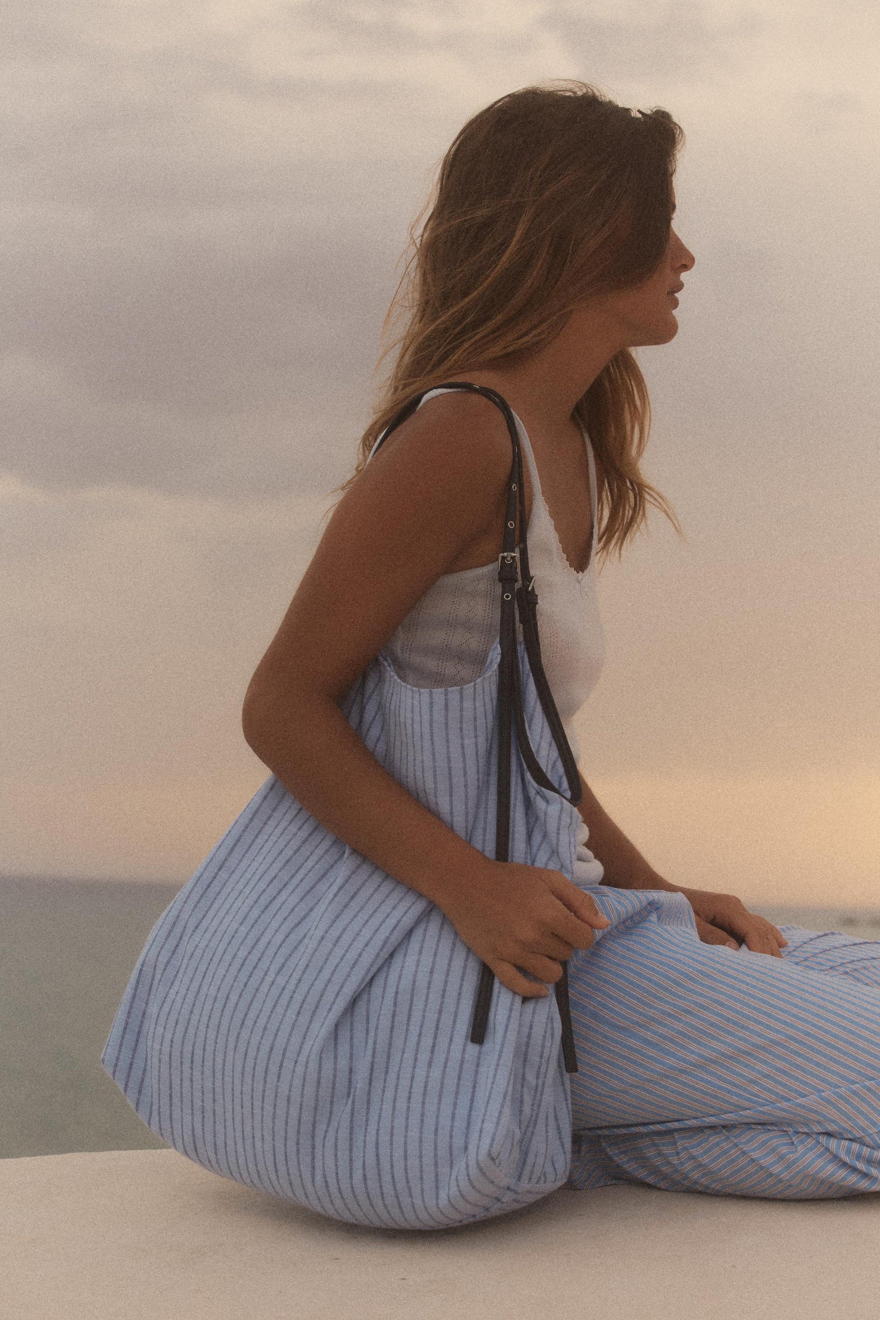 Striped Fabric Tote Bag