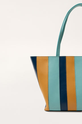 Striped Leather Tote Bag