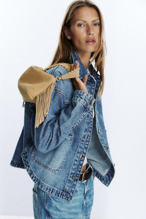 Suede Fringed Crossbody Bag