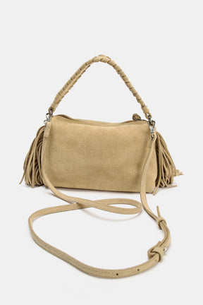 Suede Fringed Crossbody Bag