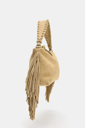Suede Fringed Crossbody Bag